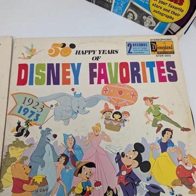Lot of 4 Vintage Walt Disney Vinyl Records Sleeping Beauty Pinocchio Mickey Mouse Club Disney Favorites