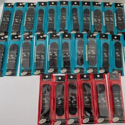 Lot of 29 Vintage Shoe Laces 36" Black Casual and Athletic Styles Made in USA