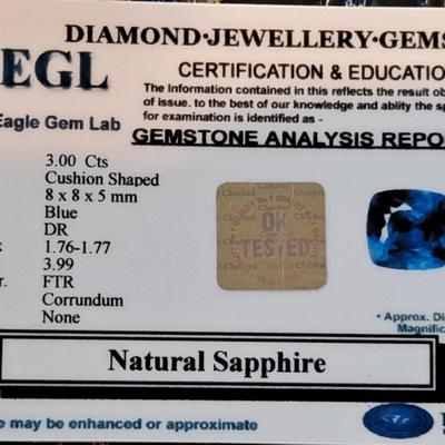 Lab Grown 3 cts Blue Sapphire