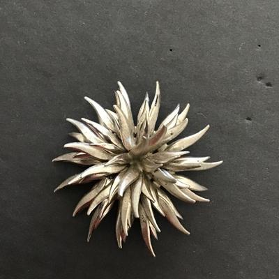 Vintage, silver tone, flower, brooch