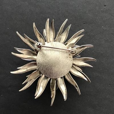 Vintage, silver tone, flower, brooch