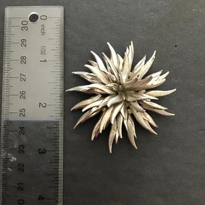 Vintage, silver tone, flower, brooch