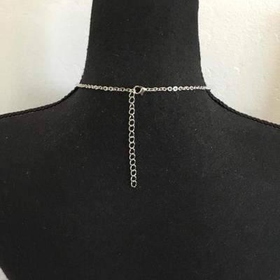 Beautiful, silver tone, silver green flower, rhinestone statement necklaces