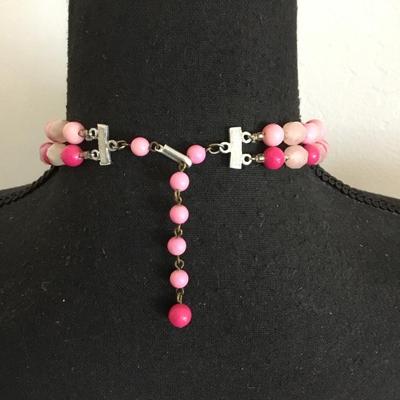 Vintage double strand, chunky light and dark pink bubblegum necklace