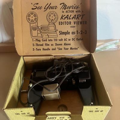Sale Photo Thumbnail #5: Fully functional Kalart Editor Viewer Eight (Model EV-8 DS) made in Plainville, Connecticut. This mid-century film viewer was designed for editing and screening 8mm home movies in color or black & white.
This unit has been tested and runs smoothly — mot