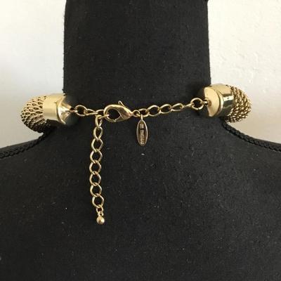 St. Thomas gold tone, large chunky heavy collar, statement necklace