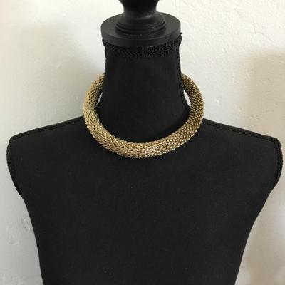 St. Thomas gold tone, large chunky heavy collar, statement necklace