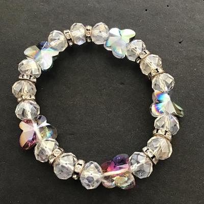 Crystal bead with AB butterfly stretchy bracelet
