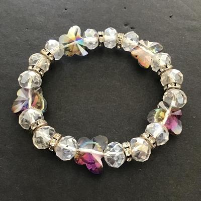 Crystal bead with AB butterfly stretchy bracelet