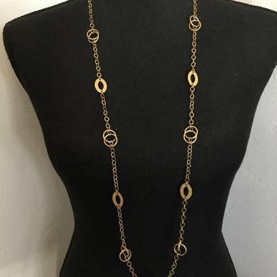 Beautiful goldtone very nice Talbots circular chain-link statement, necklace