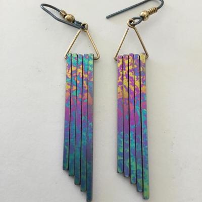 Beautiful multicolored Metal dangle earrings