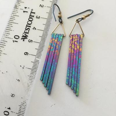 Beautiful multicolored Metal dangle earrings
