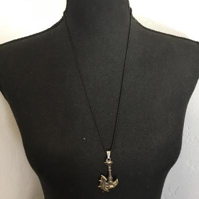 Men’s Long black, metal chain bronze, toned, axe skull pendant