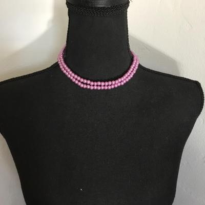 Beautiful, vintage, faux, pearl double strand necklace