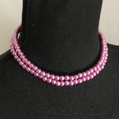 Beautiful, vintage, faux, pearl double strand necklace