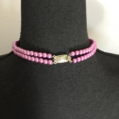 Beautiful, vintage, faux, pearl double strand necklace