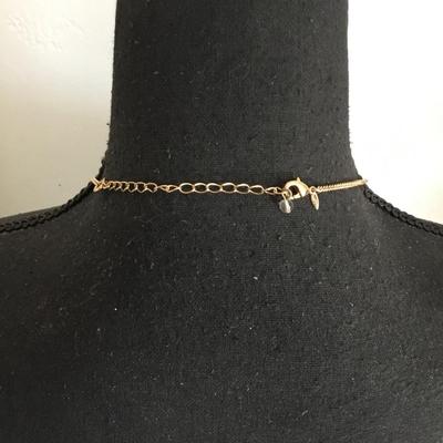 NRT Gold tone, light blue faceted, crystal tassel necklace