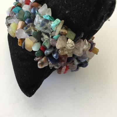 Beautiful, Multi gemstone, chip stretch, bracelet, thick and wide