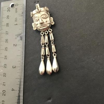 Antique sterling, silver vermeil totem, brooch pin