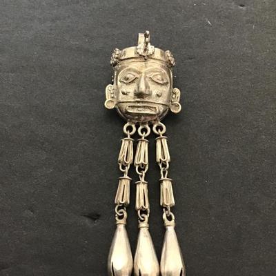 Antique sterling, silver vermeil totem, brooch pin