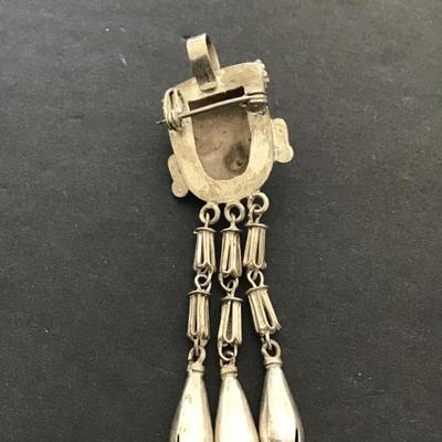 Antique sterling, silver vermeil totem, brooch pin
