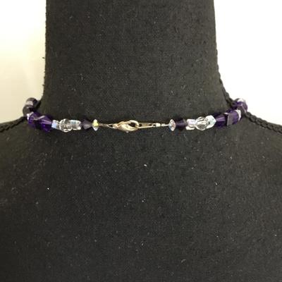 Gorgeous, vintage, crystal fasted, dark purple clear crystal bead necklace