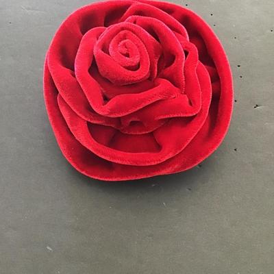 Very cute red velvet rose brooch