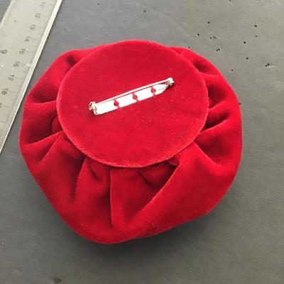 Very cute red velvet rose brooch