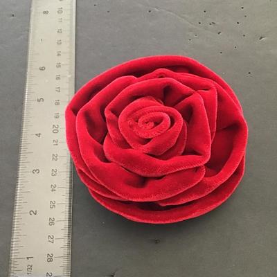 Very cute red velvet rose brooch