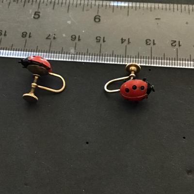 Vintage very cute ladybug earrings