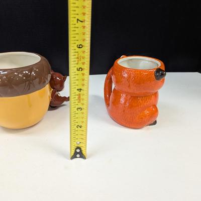Vintage Squirrel & Acorn Ceramic Planter & Ceramic Fox Mug