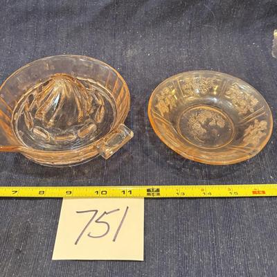 Pink Depression Glass Citrus Juicer and More