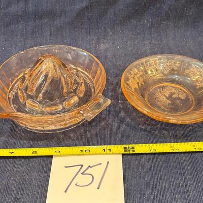 Pink Depression Glass Citrus Juicer and More