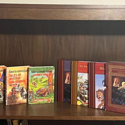 Sale Photo Thumbnail #33: Beautiful lot of children’s illustrated literature sets, perfect for vintage book lovers or homeschooling libraries. Includes:
Great Illustrated Classics (3 hardcover books):
•	King Arthur and the Knights of the Round Table by Howard Pyle
•	Tales of