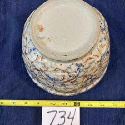 Red Wing Paneled Spongeware Mixing Bowl