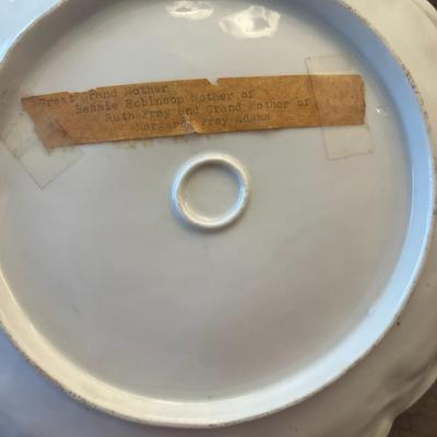 Sale Photo Thumbnail #58: Exquisite antique porcelain handled plate, featuring raised dogwood flower reliefs, teal and cream ombré glaze, and a hand-painted floral center. Edged with gold accents typical of RS Prussia and Reinhold Schlegelmilch styles, this piece dates to the ear