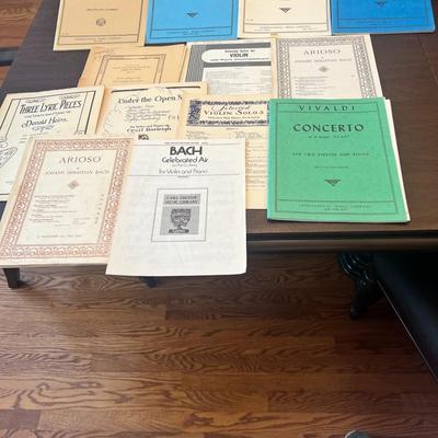 Sale Photo Thumbnail #77: Collection of vintage and mid-century classical sheet music and instructional scores for violin and piano (some for cello). Excellent lot for musicians, teachers, and collectors of historic publications.
Includes:
•	Faure – Sonata in A Major, Op. 13 (