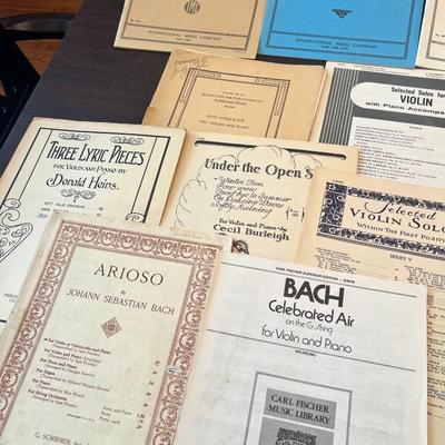 Sale Photo Thumbnail #72: Collection of vintage and mid-century classical sheet music and instructional scores for violin and piano (some for cello). Excellent lot for musicians, teachers, and collectors of historic publications.
Includes:
•	Faure – Sonata in A Major, Op. 13 (