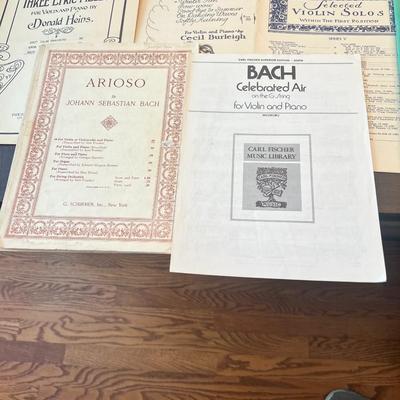 Sale Photo Thumbnail #76: Collection of vintage and mid-century classical sheet music and instructional scores for violin and piano (some for cello). Excellent lot for musicians, teachers, and collectors of historic publications.
Includes:
•	Faure – Sonata in A Major, Op. 13 (