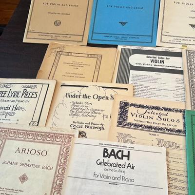 Sale Photo Thumbnail #73: Collection of vintage and mid-century classical sheet music and instructional scores for violin and piano (some for cello). Excellent lot for musicians, teachers, and collectors of historic publications.
Includes:
•	Faure – Sonata in A Major, Op. 13 (