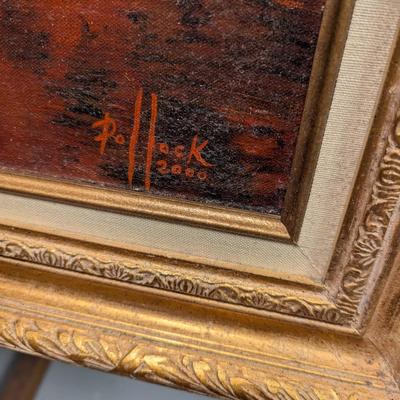 Framed Hand-painted Painting By Pollock 2000 Babcock Mill West VA Approx 44" x 32"