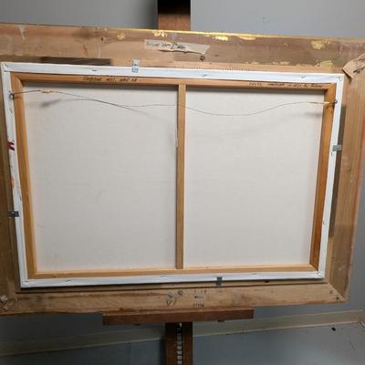 Framed Hand-painted Painting By Pollock 2000 Babcock Mill West VA Approx 44" x 32"