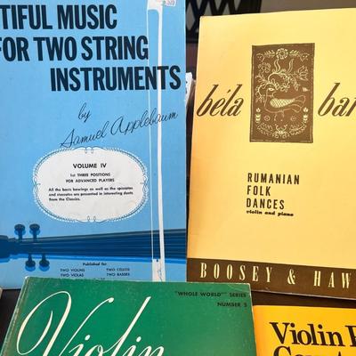 Sale Photo Thumbnail #83: Collection of vintage and mid-century violin and string instruction books and sheet music featuring classical composers and teaching guides. A strong lot for teachers, students, and collectors of string repertoire.
Includes:
•	Beautiful Music for Two St