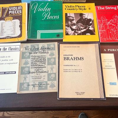Sale Photo Thumbnail #82: Collection of vintage and mid-century violin and string instruction books and sheet music featuring classical composers and teaching guides. A strong lot for teachers, students, and collectors of string repertoire.
Includes:
•	Beautiful Music for Two St