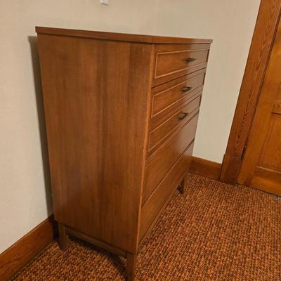 Mid-century modern tall four-drawer highboy dresser by Dixie Furniture Co.
