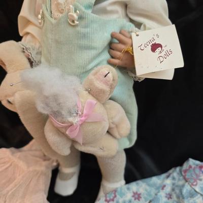 Handcrafted porcelain doll collectible named "Tuffy", created by Seena Hallig