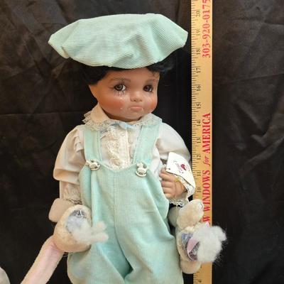 Handcrafted porcelain doll collectible named "Tuffy", created by Seena Hallig