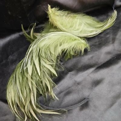 Mid-Century Vintage Hat Box with an assortment of Women's Collectible hats / veils & Vintage linen handkerchiefs.