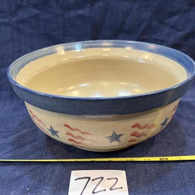 Beaumont Brothers Pottery BBP Stoneware Large Mixing Bowl Stars Stripes