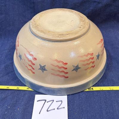 Beaumont Brothers Pottery BBP Stoneware Large Mixing Bowl Stars Stripes